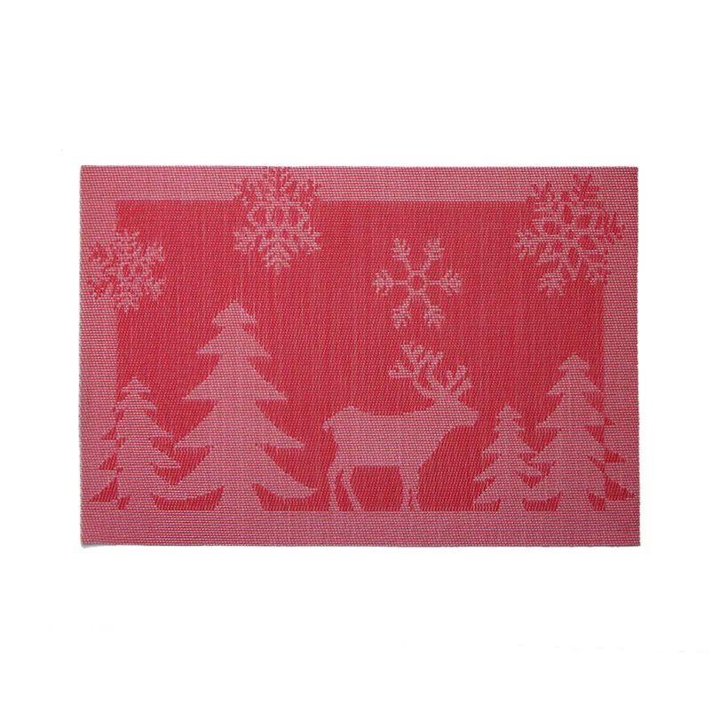 Christmas Placemat Woven Non-slip PVC Insulation Placemat Washable Table Mats For Kitchen Christmas decoration for home O31 (6)