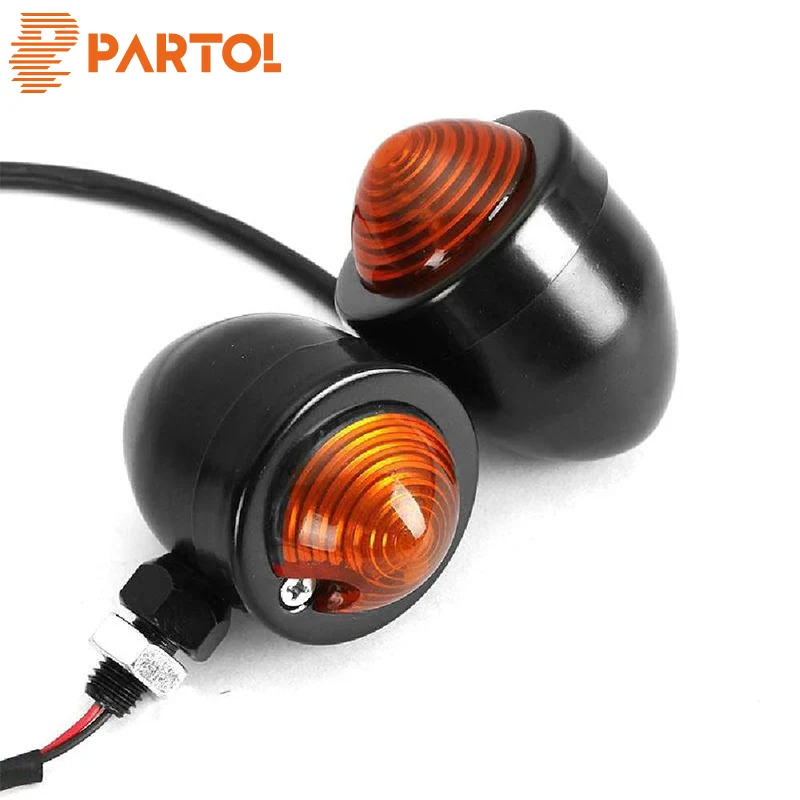 

Partol 2pcs Bullet Motorcycle Turn Signal Indicators Light Amber Motorbike Blinker Light Daytime Running Light Super Bright 12V