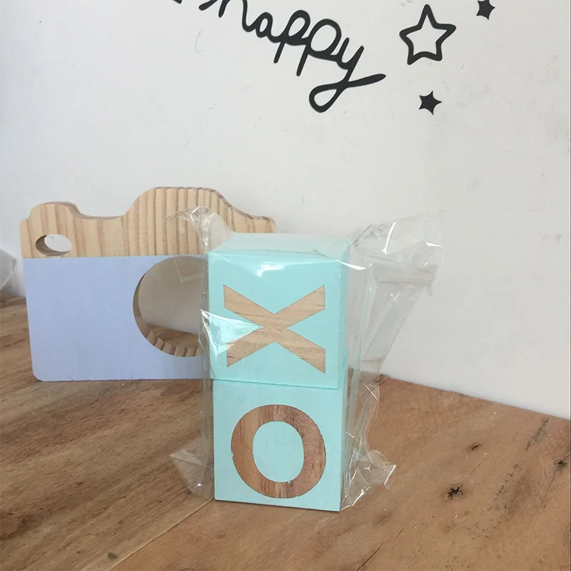 

2pcs/set Nordic Style Wooden Square Cubes Blocks Toys Wood Letter Shape Craft Building BlocksBaby Kids Room Decor Photo Props