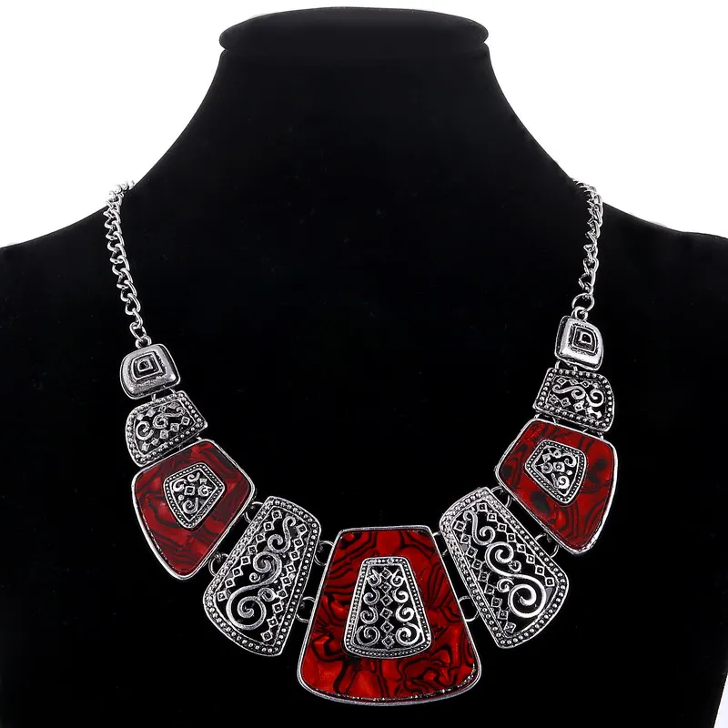 Модные Этнические винтажные античные серебряные золотые цветные очаровательные геометрические кулоны, колье, массивные ожерелья, бижутерия - Окраска металла: XL839AA