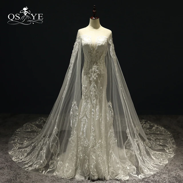 2018 neue Luxus Brautkleider mit Cape Sexy V ausschnitt ...