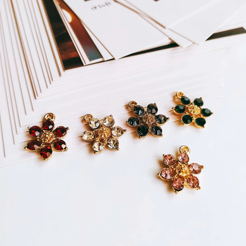 

Clear Kc Gold Color Rhinestone Crystal Pendant Necklace Charms DIY Material Jewelry Earring Accessories 8pcs