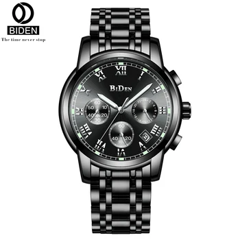 

BIDEN Luxury Mens Watches Sports Chronograph Waterproof Analog 24 Hour Date Quartz Watch Men Full Steel Wrist Watches Clock 2020