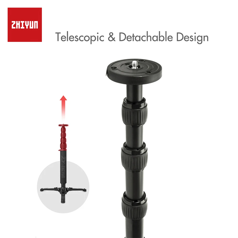 

ZHIYUN Korea Official Detachable Telescopic Monopod with Tripod Stand for Camera Gimbal Crane 2 with 1/4" Mounting Screw