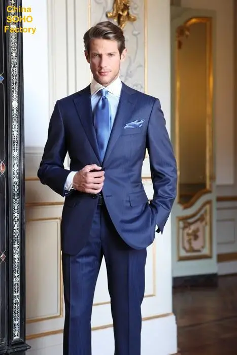 Tres cinta navegación Hombres traje de boda grooming marcas trajes italianos dos botón de solapa  de muesca se adapte a dos juegos azul de la boda para hombre PN2085 XX|suit  modeling|suits vintagesuit jackets for men -