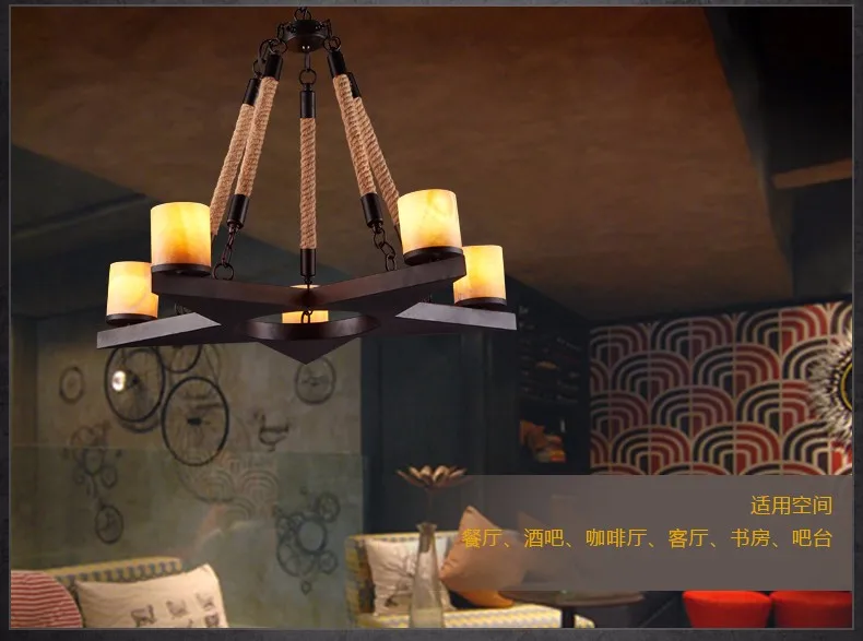 Лофт стиль Железный мрамор Droplight пеньковая веревка винтажный подвесной светильник для столовой светодиодный подвесной светильник для внутреннего освещения