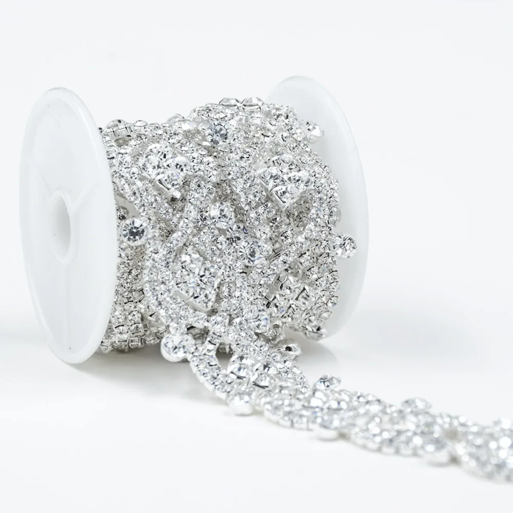 

10Yards Crystal Rhinestone Cup Chain Silver /Gold Base With Claw New High Quality DIY Crafts