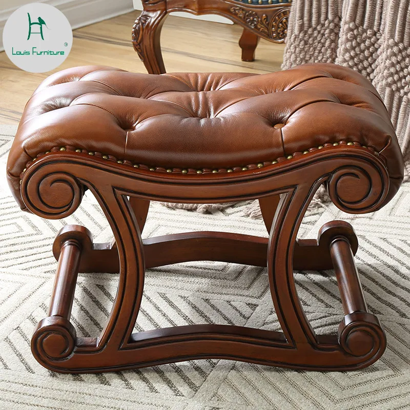 Louis Fashion American Rocking Chair Ottoman Solid Wood ...