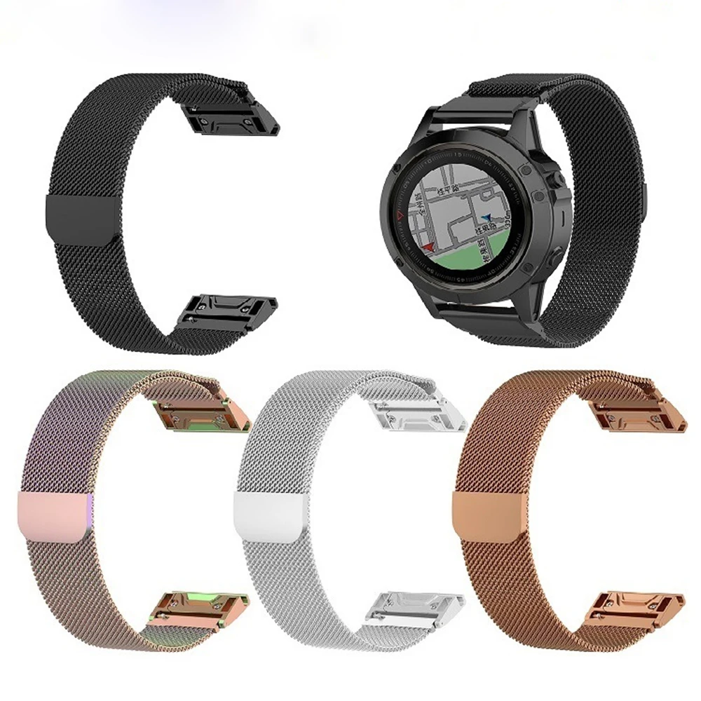 

For Garmin Fenix 6X/6X Pro/5X/5X Plus/3/3 HR 26mm Milanese Watchband Bracelet Strap for Fenix 3 Sapphire/quaitx 3/tactix Bravo