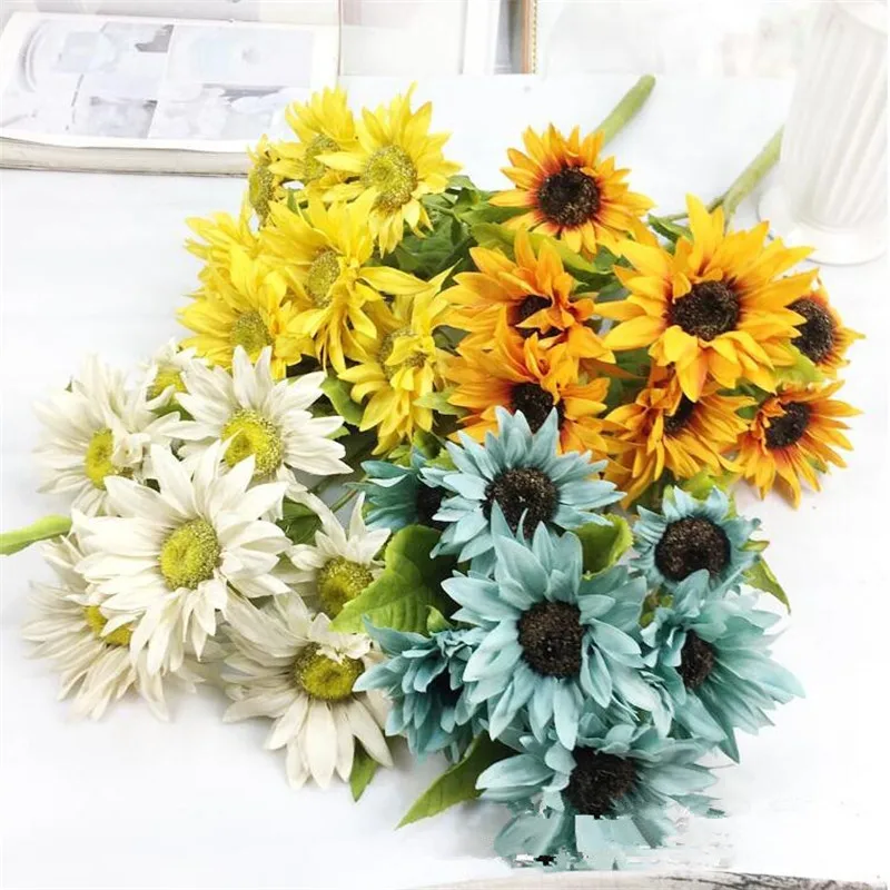 Европейский искусственный Sunflowe (7 головок/штука) имитация хризантемы длиной 20 47