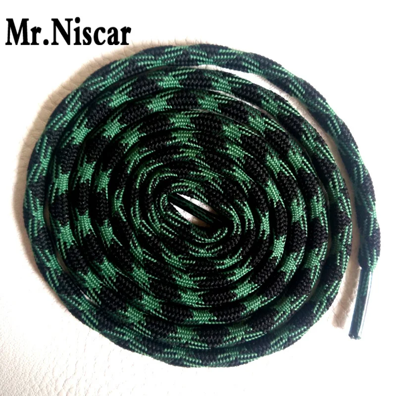 

Mr.Niscar 1 Pair Black Green Athletic Sports Round Shoelaces Polyester Strong Climbing Sneaker Shoe Laces Weave Wavy Line
