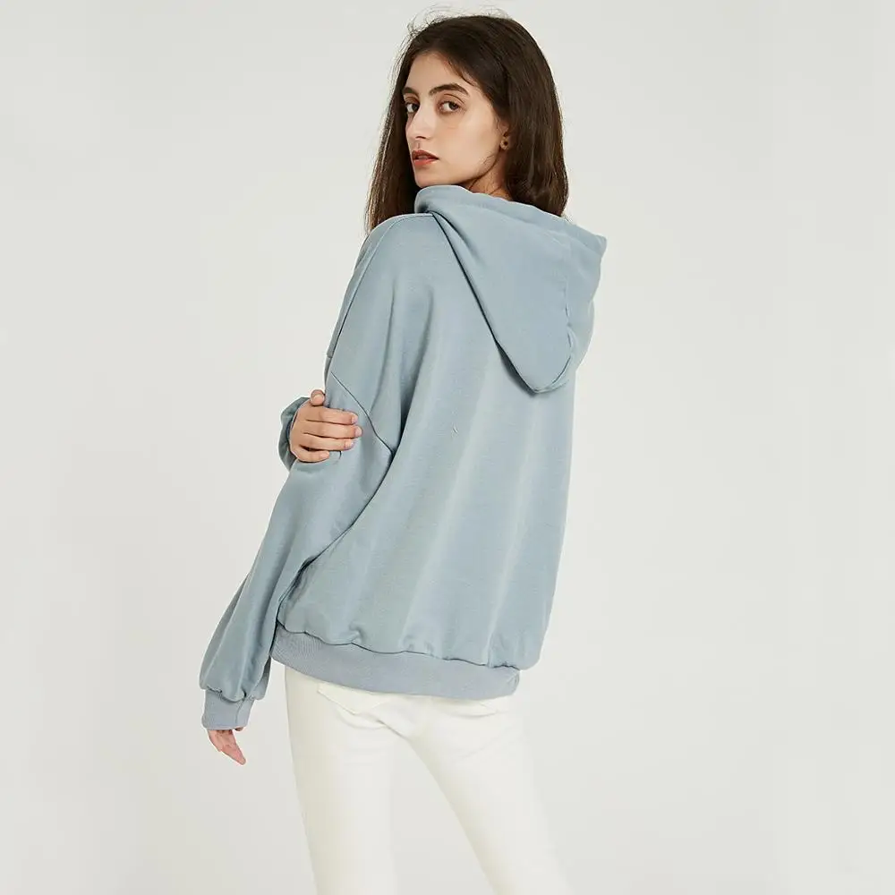  Wixra Women Casual Sweatshirts Solid Classic Long Sleeve Loose Hoodies Tops 2019 Autumn Spring Basi