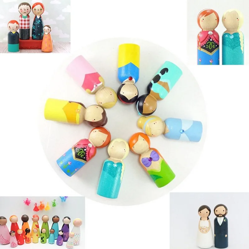

Wood People Solid Hard Children Kids Manual Painting Dolls Crafts Creative Toy Different Size Wedding Home Decor