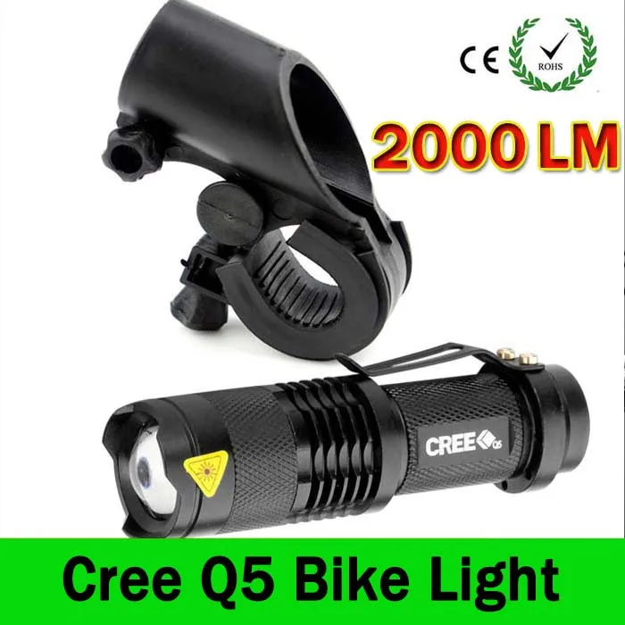 

LED Bike Light 2000 Lumens Q5 LED Bicycle Light Cycling Zoomable Flashlight Mini Torch Bike Front Head Light With Mount