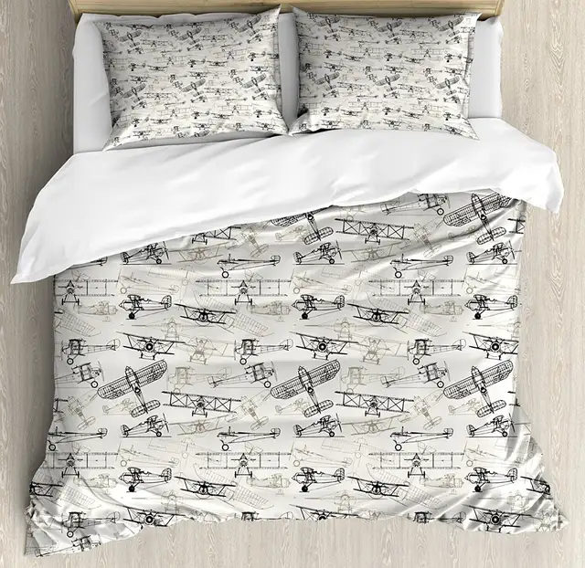 Airplane Duvet Cover Set Old Fashioned Airplanes Collection Hand