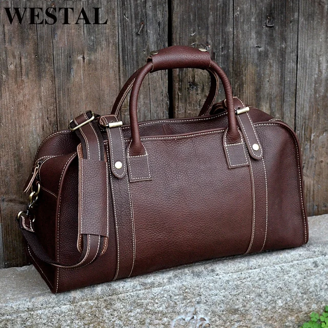 Us 80 9 42 Off Westal Multi Purpose Men S Travel Bags Leather Duffle Bag Genuine Suitcase Weekend Carry On Luggage In