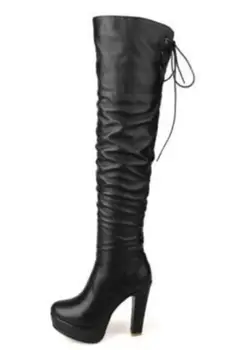 

Sapato Feminino Women Boots Knee High Shoes Woman Chunky High Heels Autumn Spring Booties Platform Gladiator Chaussure XZ181662