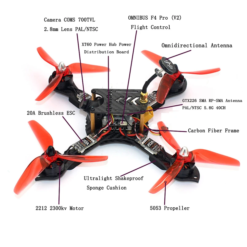 210 мм Мини RC Квадрокоптер Racer FPV гоночный Дрон ARF с двигателем кв 700TVL камера F4 Pro(V2)