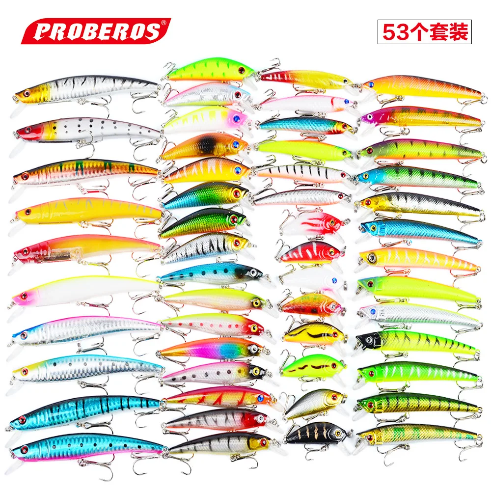 

53 pcs Fishing Lure Hard Balt Carp Fishing Road Sub Snakehead Hard Lure Minow Sea Fishing Bait