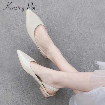 

Krazing pot genuine leather 2019 vintage pointed toe elastic band low heels pumps superstar dating slingback pregnant shoes l7f8