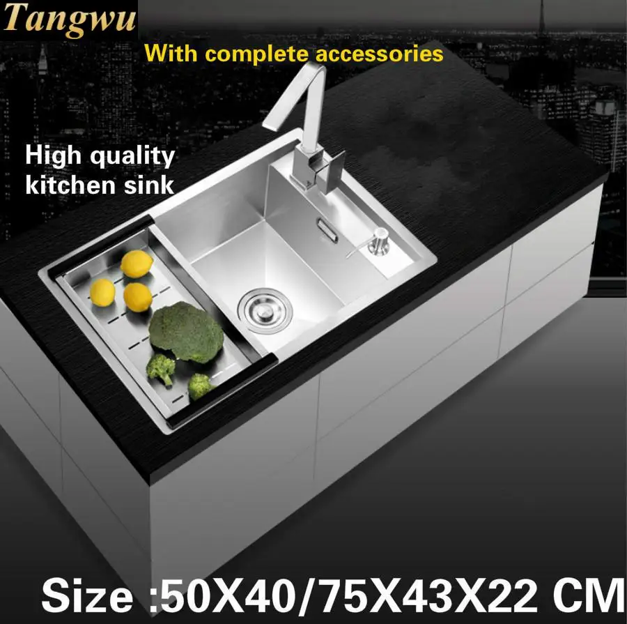 

Tangwu Handmade fashion single thickening food-grade 304 stainless steel kitchen sink 50X40/55X43/65X43/75X43X22 CM