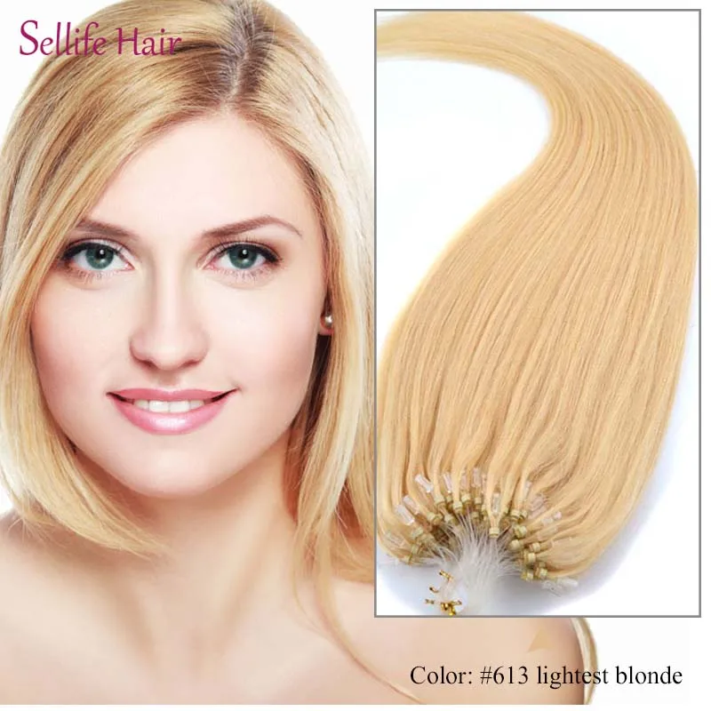 Good Quality European Hair 613 Lightest Blonde Micro Ring Loop Hair
