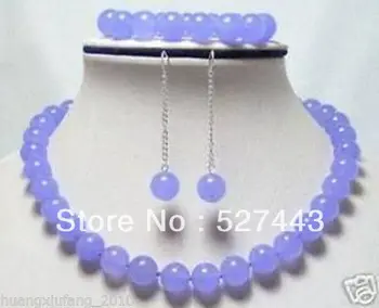 

hot sell new - Wholesale 10mm Purple stone Necklace Bracelet Earring Set (A0511)