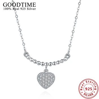 

sterling-silver-jewelry 925 Silver Heart Pendant Necklaces Fine Jewelry Chokers Necklaces For Women Pendants & Necklaces GTN069