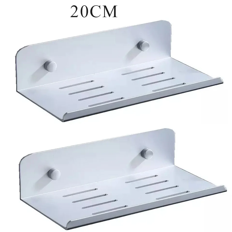 Silver20CM two piece Лак для ногтей, алюминий, черный, серебристый, полки для ванной комнаты на кухню стену полку, душ, твердая стойка, аксессуары для ванной комнаты, 20-60 см, длина C - Цвет: Silver20CM two piece