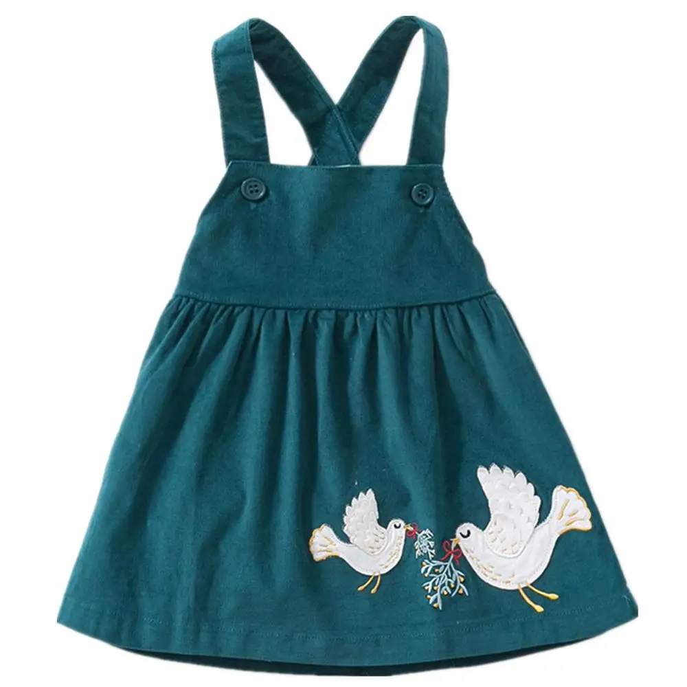 Miss Haiwo/детская брендовая одежда; коллекция года; сезон осень-весна; вельветовое платье для маленьких девочек с птицами и цветами; рождественское платье-майка для девочек; платья; одежда - Цвет: 01