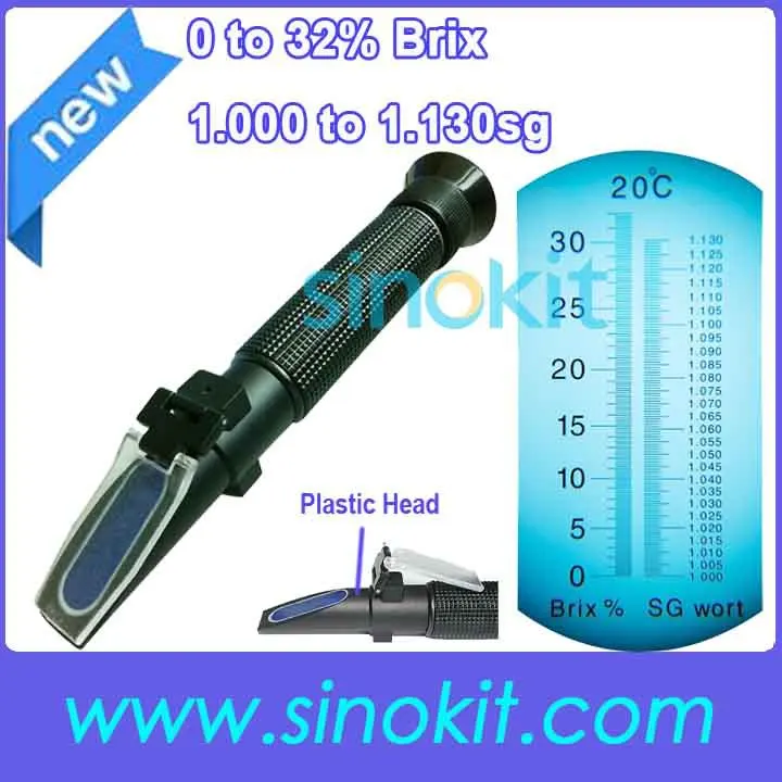 

Free Shipping Brix 0 to 32% Beer 1.000 to 1.130sg Plastic Material Refractometer P-RSG-100ATC Black