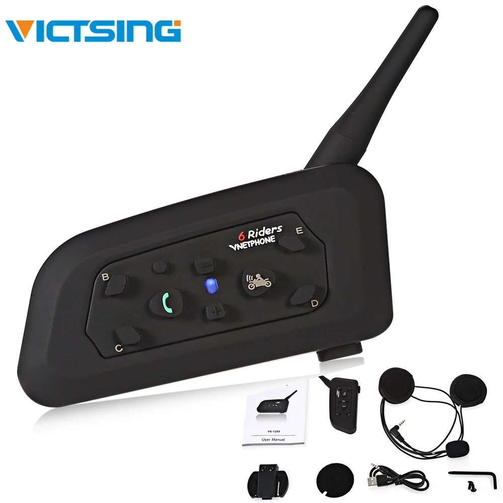 

VicTsing V6 Bluetooth Intercom Helmet Motorcycle Headset Helmet BT Interphone FM MP3 Headset 1200m Intercomunicador Interphone