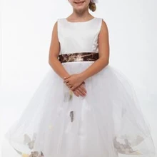 Новые стили ремешок мило камуфляж цветок девочки платья pageant бальные платья длинные камуфляж дети вечерние платья