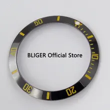 BLIGER 38 мм керамический ободок желтый Цифры масштаб Марка БЕЗЕЛЬ для наручных часов вставка подходит 40 мм SUB Автоматический ход Мужские t часы