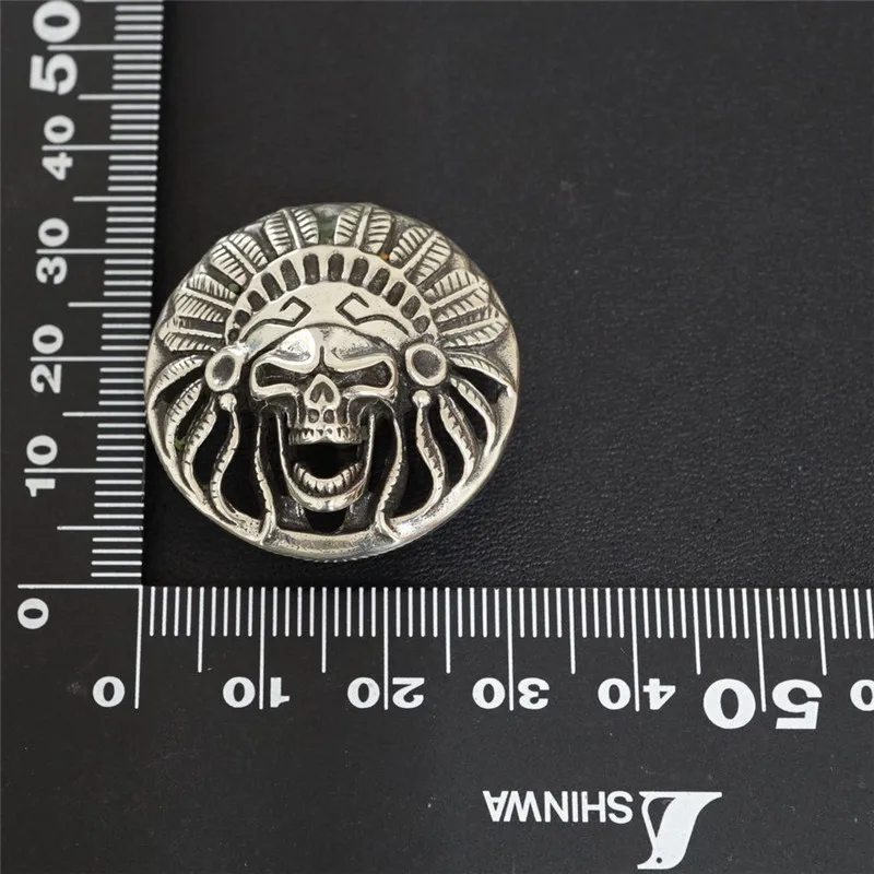31mm Pure Brass Buckles Metal Antique Indian Chief Round Smooth Face For Belt Bag Clothes And All Diy Decoration