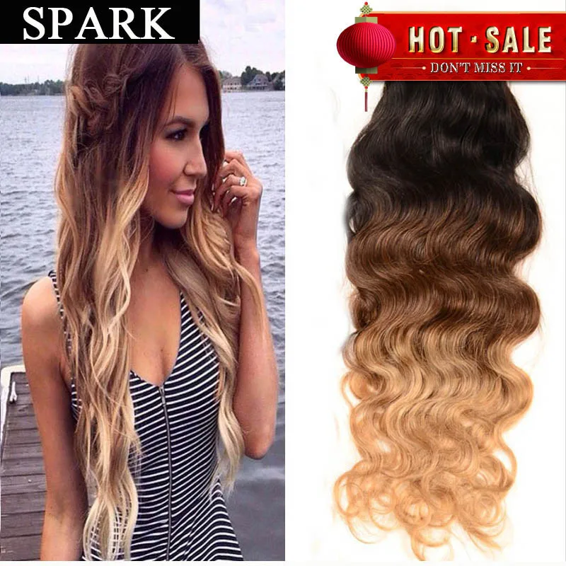 Hot Sale 7A Brazilian Virgin Hair Extension 1pc/Lot Ombre Water Natural Wave Human Hair Wigs Rosa Hair Brazilian Weave Bundles Y