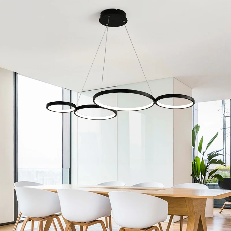 Современный простой светодиодный подвесной светильник подвесное кольцо подвесной светильник для ресторана гостиной столовой офиса внутреннего украшения