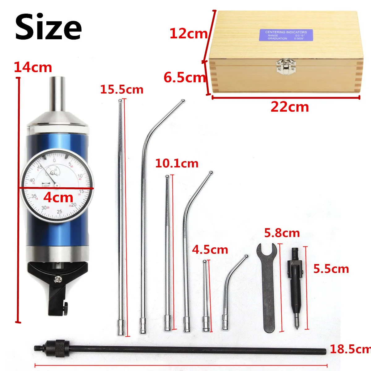 

1Set Coaxial Centering Dial Test Indicator Set 0-0.15" Center Finder Milling Tool 0.0005" Accuracy with Wooden Box