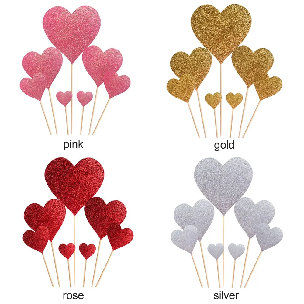 

SOLEDI Wedding Decor Cupcake Flags Cake Topper Wooden Stick Romantic Tableware Baking Creative Kitchen Party Decorations Paper