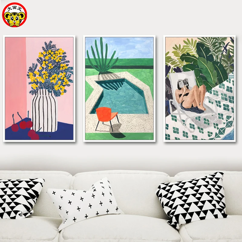 Diy цифровой масляные краски ing Лето Досуг Nordic Illustrator простая ручная краска ed ручная заполненная краска ed масляные краски декоративная краска ing