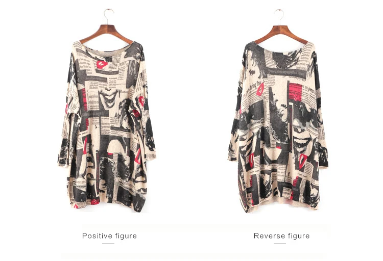 Spring and Autumn European and American fashion new women long-sleeved printing pullover long sweater shirt (12)