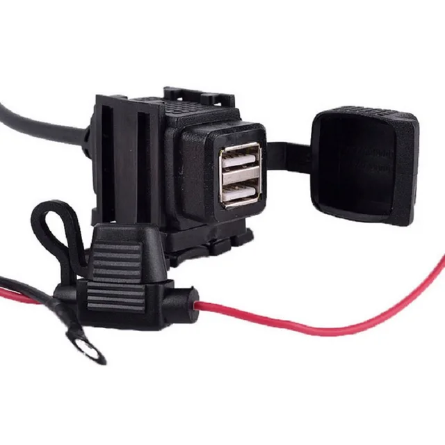 Waterproof Dual USB Charger Motorcycle Cell Phone Charging Port 12V to