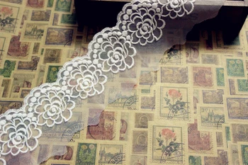 

10 yard 7.5cm 2.75" wide ivory mesh gauze embroidery tapes lace trim ribbon 6d4h free ship