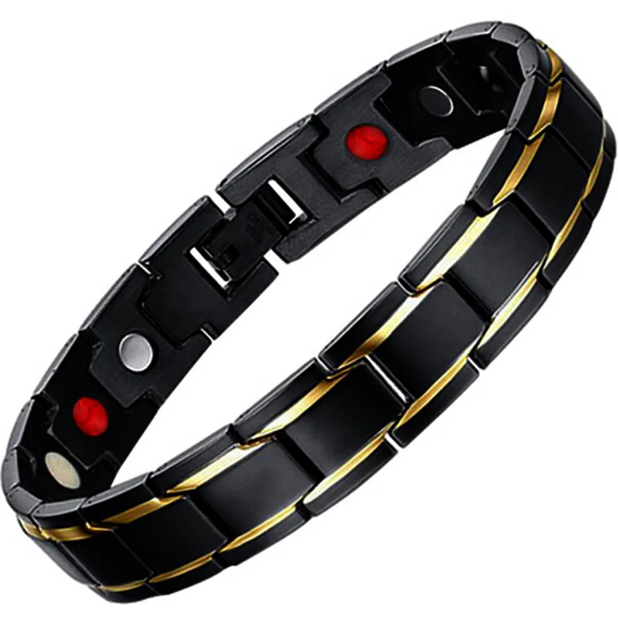 

Men's Tourmaline Energy Hematite Stone Bracelet Health Care Jewelry Women Hologram Germanium Magnetic Therapy Bracelets healing