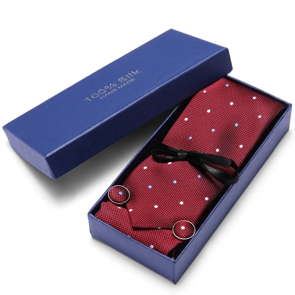  Ties for Men Handkerchief Cufflink High-grade Gift Box Packing Men Brand Ties Causal Jacquard Woven