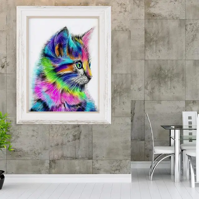 Rainbow Cat 5D DIY Diamond Painting Wall Art Home Office Decor Hand