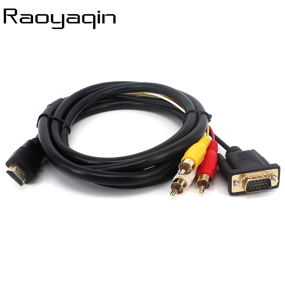 New 1.5M 5FT HDMI to SVGA VGA 3 RCA Audio Video AV Cable C free
