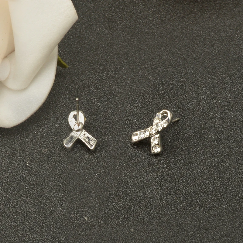 

Gift of propaganda against AIDS ribbon Earrings Silver ribbon Femal To prevent breast cancer Lapel Pin Thailand Brincos X1758