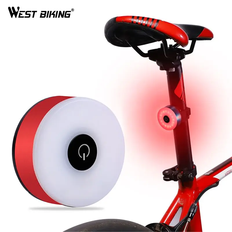 

WEST BIKING Bicycle Tail Light Waterproof USB Rechargeable Rear Warning Lamp Bike Safety LED 5 Modes Cycling Flash Taillight