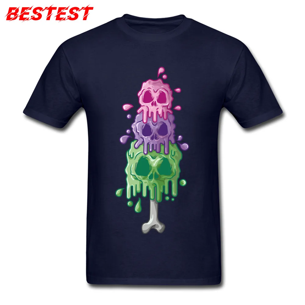 ice skull Funny Tshirts for Men 100% Cotton Fall Tops Shirts Custom Tops Shirts Short Sleeve Funky Round Collar ice skull navy